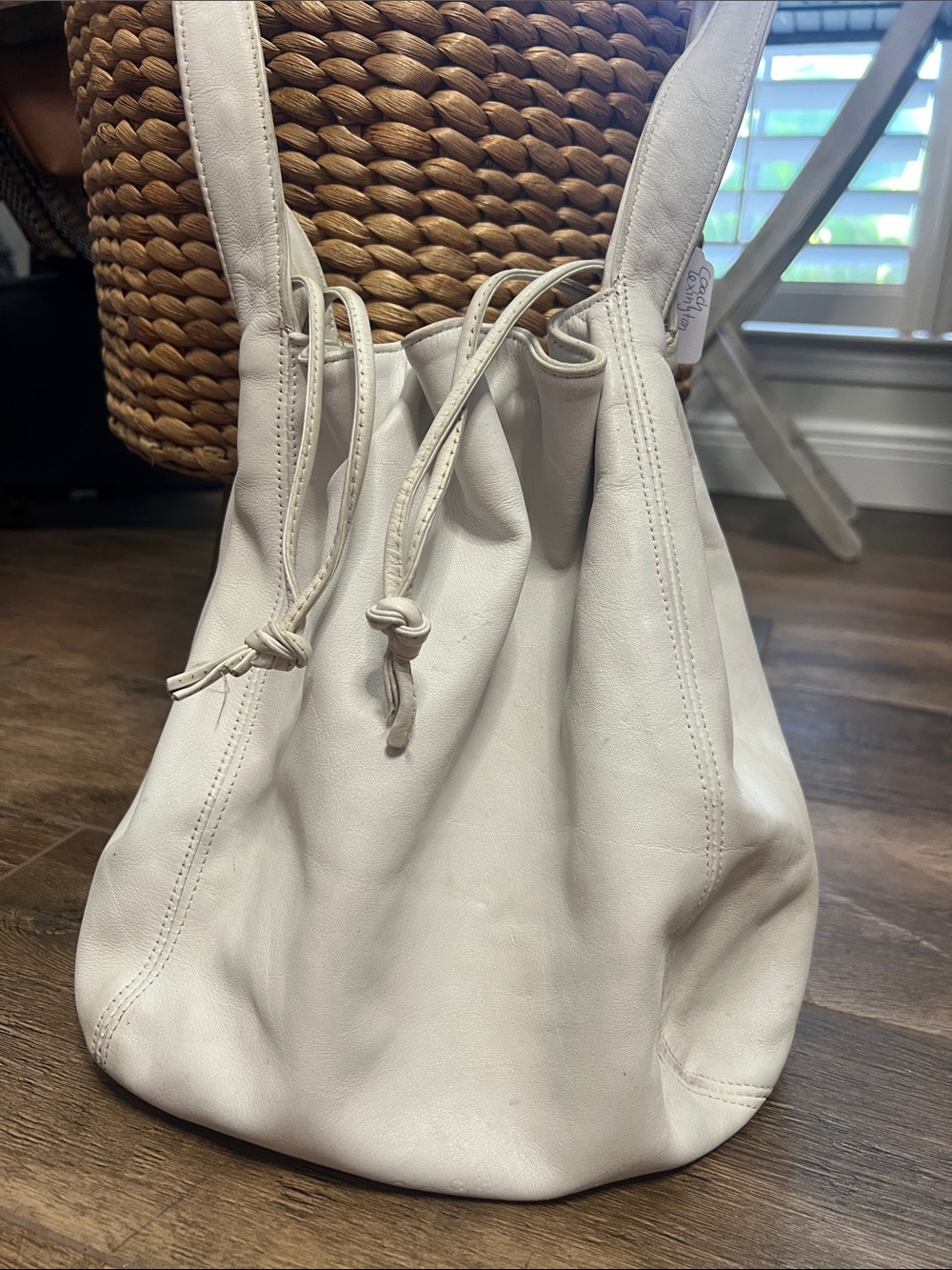 Vintage Coach Lexington Leather Drawstring Bucket Bag 4180 White